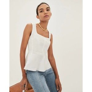 Veronica Beard Basso Top White Peplum Sleeveless Size 10 NEW NWT